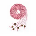 Elegant pink braided waist belt featuring stylish wooden beads for women's dresses - Pink / 167cm