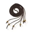 Handmade brown braided skinny belt with rustic wooden beads for women's dresses fashion - Coffee / 167cm