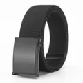 Men's black canvas belt with metal flip buckle, casual tactical design for daily wear. - Black Buckle Black / 120cm
