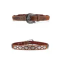 Cintura in pelle western vintage da uomo e donna con fibbia in metallo floreale intagliata. - Stile B-03