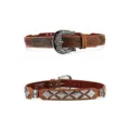 Cintura in pelle western vintage uomo donna, cinturino goffrato con fibbia in metallo e borchie. - Stile C-01