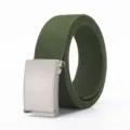 Men Casual Canvas Belt Solid Color Metal Buckle Tactical Belt Military Green Variant - Silver Buckle Army Green / 120cm