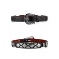 Cintura in pelle vintage western per uomo e donna con fibbia in metallo decorata e motivo floreale. - Stile C-02