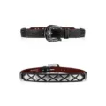 Cintura in pelle western rétro da uomo e donna con fibbia in metallo lavorato e stelle. - Stile D-01