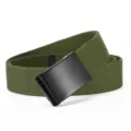 Men's military green canvas belt with black automatic buckle casual tactical waist belt - Army Green with Black Buckle / 120cm