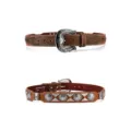 Cintura in vera pelle retro goffrata per uomo e donna con fibbia in metallo e borchie. - Stile E-01