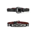 Cintura in pelle stile western vintage con fibbia in metallo argentato e decoro floreale unisex. - Stile E-02