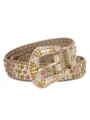 Close-up detail shot of the luxury rhinestone studded western belt with sparkling crystal gems. - 105cm / Gold