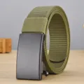 Cintura tattica in nylon casual da uomo con fibbia automatica in metallo resistente. - P0142B / 120cm / Verde militare