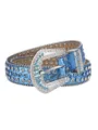 Blue rhinestone western belt sparkling crystal studded leather belt for women fashion cowgirl detail - 105cm / Sky Blue