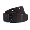 Unisex brown canvas double grommet belt with metal pin buckle for casual jeans wear - 110cm / Coffee