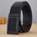 Cintura tattica in nylon nero da uomo, cinturino in tessuto con fibbia automatica. - P0139B / 120cm / Nero