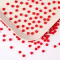 6mm resin small red flower cabochons DIY nail art accessories phone case decoration crafts - 100 Pieces/Pack / Red