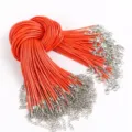 50cm bright orange DIY necklace cord bundle with lobster clasp 1.5-2mm round waxed rope - 1.5mm (10 Pieces/Pack) / Orange(12)