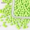High-quality lime green matte acrylic round beads for DIY bracelet and jewelry making crafts - 6mm 100 Beads / Green (06)