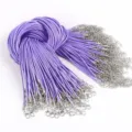50cm purple waxed necklace cord with silver lobster clasp DIY jewelry accessory - 1.5mm (10 Pieces/Pack) / Purple (14)
