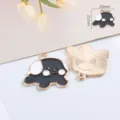 Zwarte en witte puppy emaillering legering hanger voor DIY ketting armband sieraden maken - Hond / 1 Stuk / Zwart