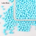 Premium matte frosted acrylic round beads in Lake Blue color for DIY jewelry making - 6mm 100 Beads / Lake Blue(07)