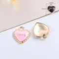 Geemailleerd hart legering hanger voor DIY armband ketting sieraden maken ambacht - Hart / 1 Stuk / Roze