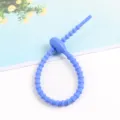 Attache de cable en silicone bleue organisateur flexible sangle de serrage autobloquante - 5 Pièces / Bleu