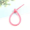 Attache de cable en silicone rose organiseur de cordon auto-bloquant bracelet de gestion des fils - 5 Pièces / Rose