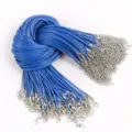 Blue 50cm waxed cord necklace chains with lobster clasps for DIY jewelry making - 1.5mm (10 Pieces/Pack) / Dark Blue