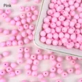 High-quality matte pink acrylic round beads for DIY jewelry making with straight holes - 6mm 100 Beads / Pink (11)