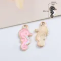 Schattige geëmailleerde zeepaardje legering hangertjes voor DIY sieraden maken armbanden en kettingen. - Zeepaardje / 1 Stuk / Roze