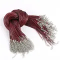 Dark red 50cm round wax necklace cord with silver lobster clasp and extender DIY - 1.5mm (10 Pieces/Pack) / Dark Red