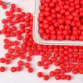 Frosted red acrylic round beads with straight holes for DIY jewelry making crafts - 6mm 100 Beads / Red (14)