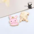 Leuke emaille konijn legering bedel hanger DIY sieraden maken armband ketting item - Konijn / 1 Stuk / Roze
