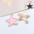 Geemailleerde legering zeester bedels voor DIY sieraden maken, schattige ster hangers armband. - Zeester / 1 Stuk / Roze