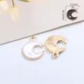 Emaille maan ster legering hanger bedels voor DIY ketting armband sieraden maken benodigdheden - Maan / 1 Stuk / Wit