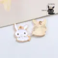 Schattige emaille konijn metaale legering bedels hangers voor DIY sieraden maken armbanden - Konijn / 1 Stuk / Wit