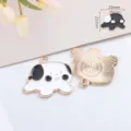 Schattige emaille puppy legering bedel hanger voor DIY sieraden maken armband en ketting. - Hond / 1 Stuk / Wit