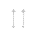 Κομψά ασημένια σκουλαρίκια με τριφύλλι και φούντες διακοσμημένα με λαμπερά ζιργκόν - Zirconia Clover Tassel Earrings (With Backings) / Ασημί
