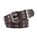 Cintura punk marrone scuro da donna con doppia fila di occhielli a stella - 110cm / Caffè