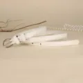 Elegant white minimalist narrow leather belt for women with stylish silver pin buckle - 110cm / White