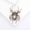 Vintage alloy spider brooch with faceted grey crystal and green rhinestone eyes - Vintage Grey (SMT1005008590129282)