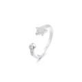 Verstelbare zilveren ring met een sprankelende pavé-ster en rond zirkoon detailontwerp - Vijfpuntige Ster Zirconia Open Stijl (R708) / Open Verstelbaar / Witgoud