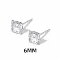 Klassieke 6mm vierkante zirkonia oorknopjes met een hoogwaardige zilveren finish - Vierkante Oorknopjes / 6mm