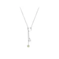 Elegante collana con gatto in giada Hetian minimalista con moneta portafortuna e nappa. - Ciondolo Gatto Giada Moneta Rame Nappa / 38cm+5cm Catena di Estensione / Platino (Colore Argento)