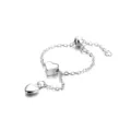 Eleganter verstellbarer Silberkettenring mit minimalistischen Herzmotiven für Damen - Verstellbarer Zugring mit Herz / Verstellbar / Weißgold