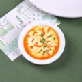 Detailed macro view of a realistic resin egg custard magnet for refrigerator decor - Steamed Egg Soup / Steamed Egg Without Magnet