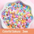 3mm bunte Kirschblüten Polymer-Ton-Scheiben für DIY Handyhüllen und Slime-Füller - Kirschblüte (MG-2909) / 100g Packung (3mm) / Bunte Kirschblüten