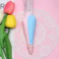 Close-up view of double-color pink and blue cream clay in a transparent piping bag for DIY craft - 100g Bag (With 2 Nozzles) / Pink + Blue
