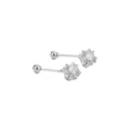 Minimalistische silberne 3D-Zirkonia-Ohrstecker mit Schraubverschluss Geometrisch - Schraubperlen Würfel Ohrstecker / Weißgold (Weißer Zirkon)