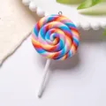 Detailed macro view of a colorful rainbow swirly lollipop charm for DIY jewelry projects - With Eye Pin Hook / Rainbow Style 3