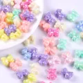 Assorted pastel iridescent bear-shaped acrylic beads for DIY jewelry and hair crafts. - Teddy Bear
