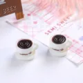 Two miniature resin coffee cups with cute cat paw prints for dollhouse scene - 白杯加咖啡加托盘 / 2 Pcs/Set / White